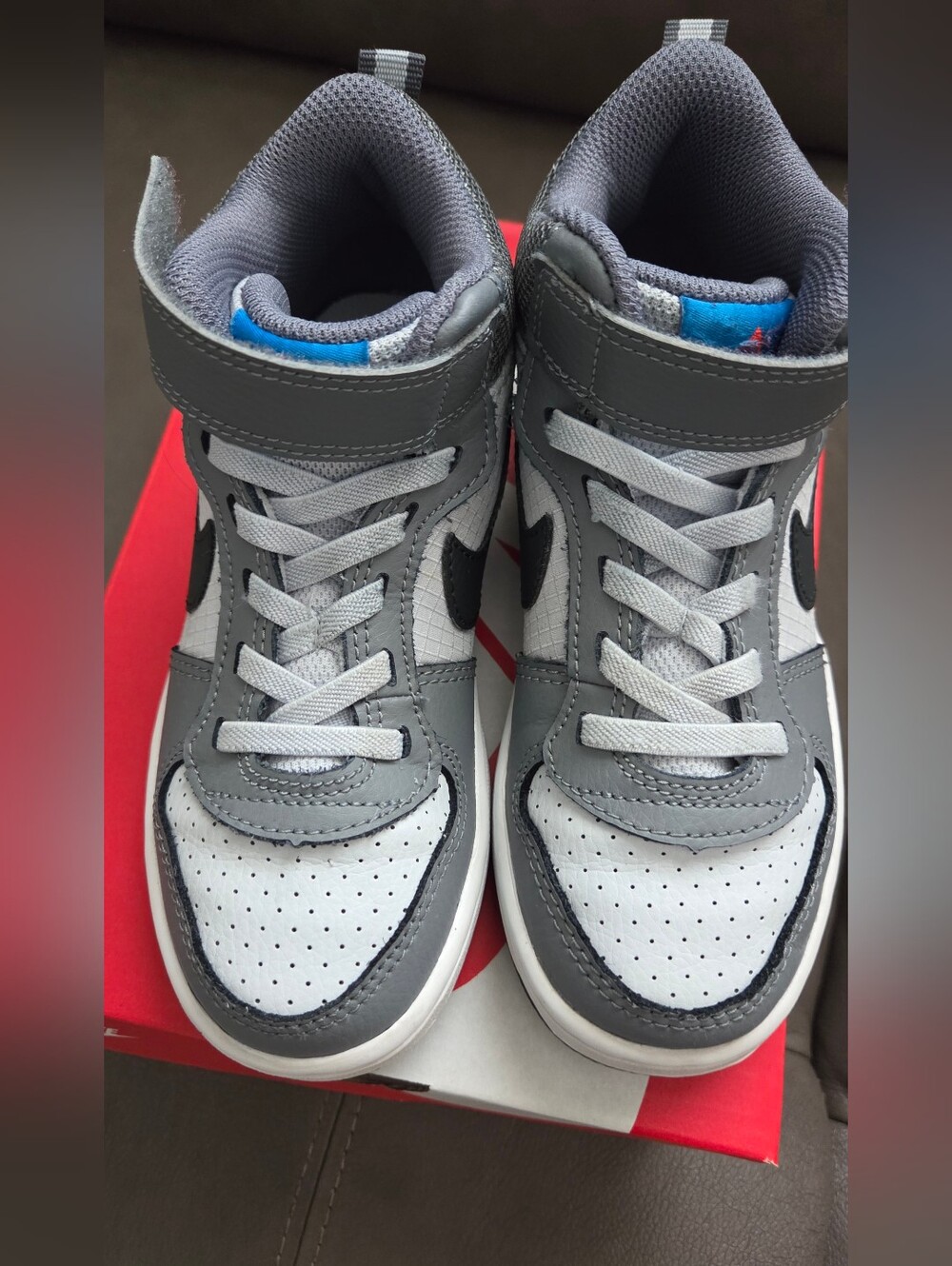 Nike Kids Gray, White and Black High-Top Sneakers